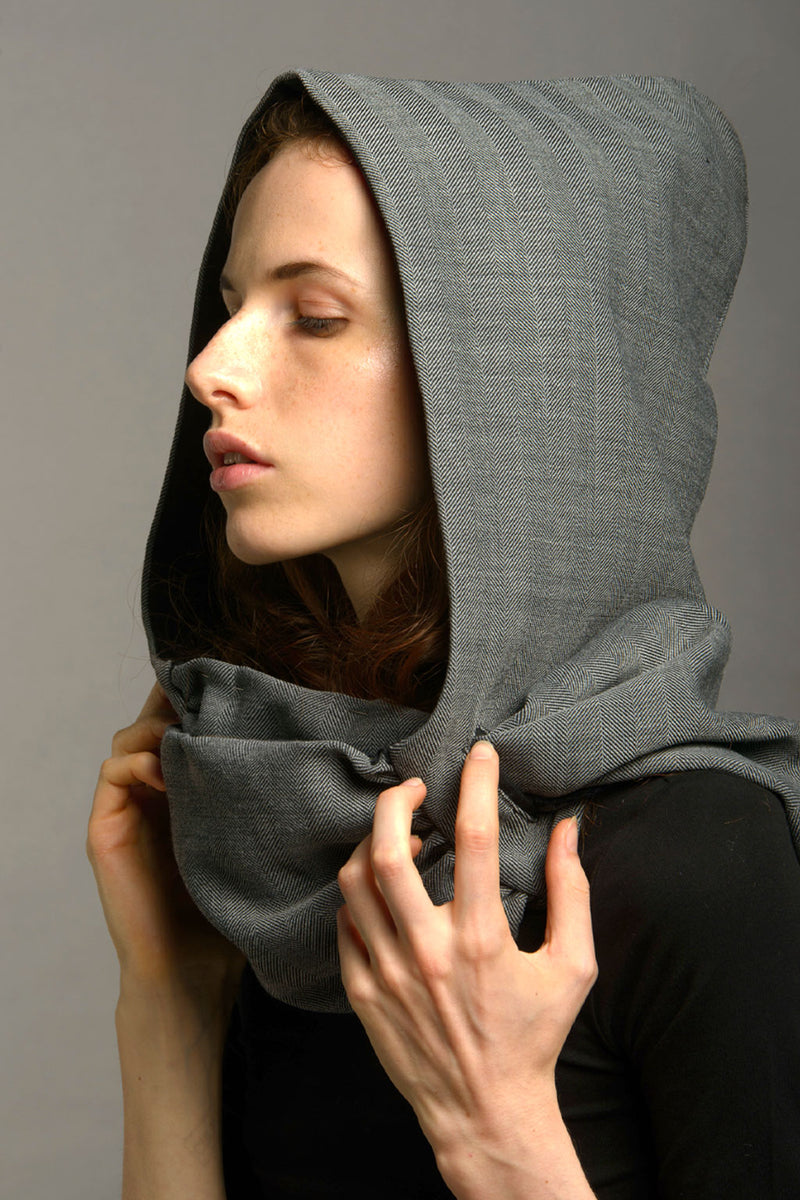 Herringbone Hooded Scarf