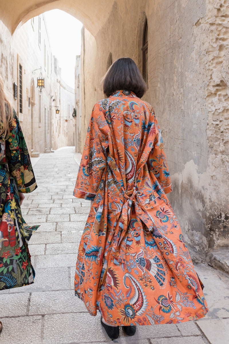 Kimono floral orange