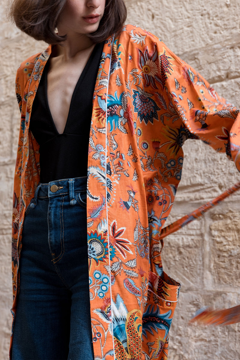 Kimono floral orange