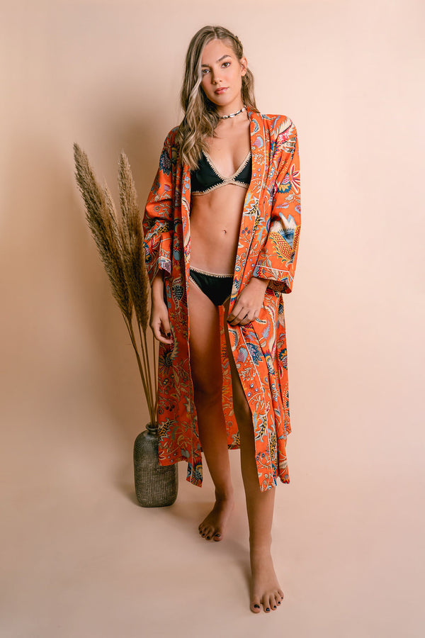 Kimono floral orange