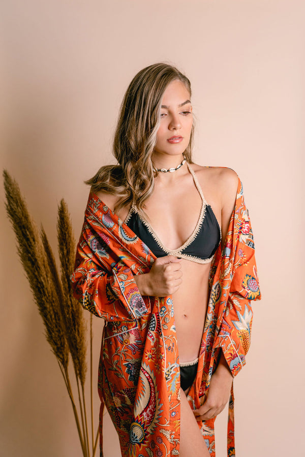 Orange Floral Kimono