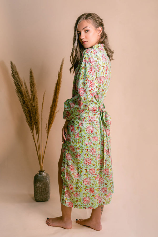 Green Floral Kimono